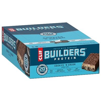 CLIF Builders - Cookies 'n Cream Flavor - Plant Based Protein Bars - Gluten Free - Non-GMO - Low Glycemic - 20g Protein - 2.4 oz. (12 Count) - Image 11