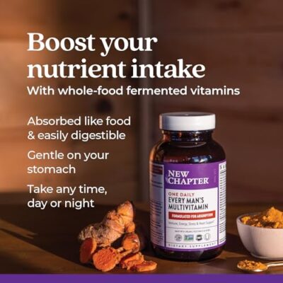 New Chapter Men's Multivitamin for Immune, Stress, Heart + Energy Support with Fermented Nutrients - Every Man's One Daily, Made with Organic Vegetables & Herbs, Non-GMO, Gluten Free - 96 ct - Image 3