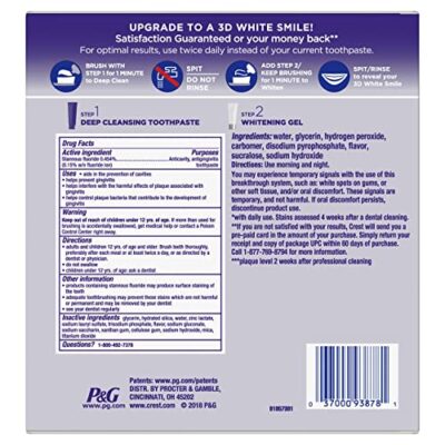 Crest 3D White Brilliance 2 Step Kit, Deep Clean Toothpaste (4oz) + Teeth Whitening Gel (2.3oz) - Image 11