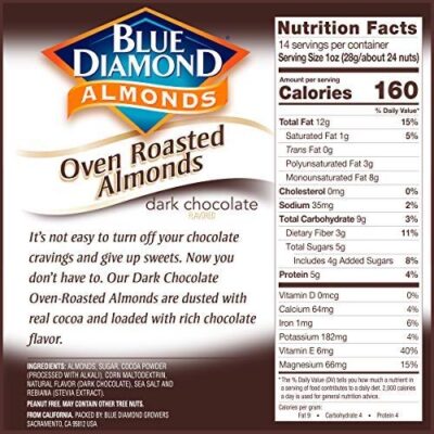 Blue Diamond Almonds Oven Roasted Dark Chocolate Flavored Snack Nuts, 14 Oz Resealable Bag (Pack of 1) - Image 6