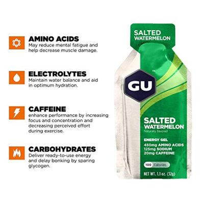 GU Energy Original Sports Nutrition Energy Gel, Vegan, Gluten-Free, Kosher, and Dairy-Free On-the-Go Energy for Any Workout, 24-Count, Salted Watermelon - Image 2
