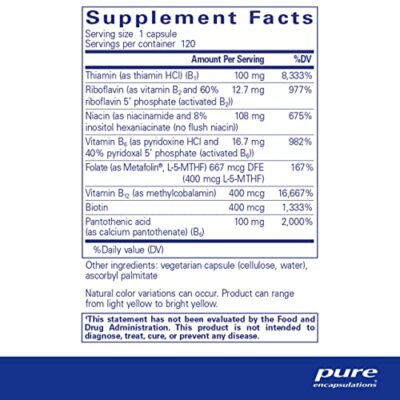 Pure Encapsulations B-Complex Plus - B Vitamins Supplement to Support Neurological Health, Cardiovascular Health, Energy Levels & Nervous System Support* - with Vitamin B12 & More - 120 Capsules - Image 2
