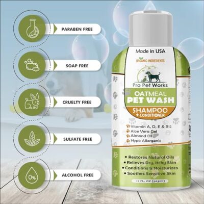 Oatmeal Dog Shampoo & Conditioner 17oz [USA] 5 in 1 Plant-Based Organic Sulfate-Free Soap-Free-Tearless Moisturizer for Dandruff Allergies & Itchy Dry Sensitive Skin-Puppy Grooming [Pro Pet Works] - Image 3
