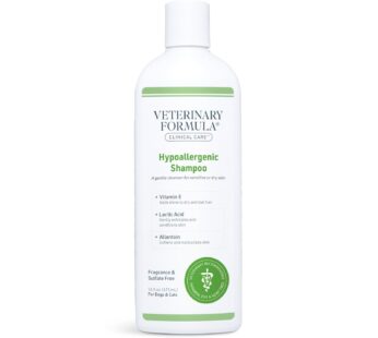 Veterinary Formula Clinical Care Hypoallergenic Shampoo for Dogs and Cats, 16 oz ? No Harsh Ingredients ? Fragrance-Free Pet Shampoo for Allergies and Sensitive Skin, Promotes Healthy Skin and Coat