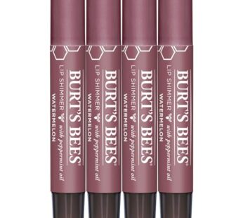 Burt’s Bees Shimmer Lip Tint Easter Basket Stuffers, Tinted Lip Balm Stick, Moisturizing for All Day Hydration with Natural Origin Glowy Pigmented Finish & Buildable Color, Watermelon (4-Pack)
