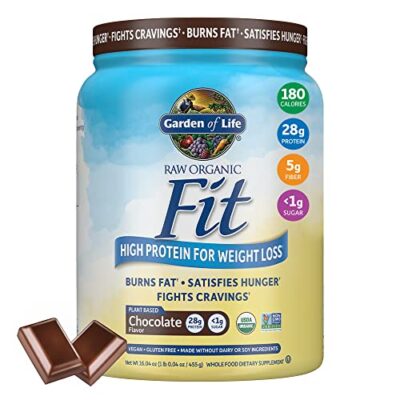 Garden of Life Raw Organic Fit Vegan Protein Powder Chocolate, 28g Plant Based Protein for Weight Loss, Pea Protein, Fiber, Probiotics, Dairy Free Nutritional Shake for Women and Men, 10 Servings