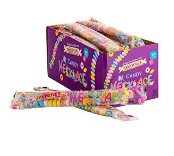 Smarties Candy Necklace Individually Wrapped Gluten Free & Vegan Fruit Flavored Bulk Candy on Stretch String Perfect Party Favors Birthdays & Celebrations 100% Worry Free Hard Candy Box – 24 Count