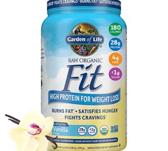Garden of Life Raw Organic Fit Vegan Protein Powder Vanilla, 28g Plant Based Protein for Weight Loss, Pea Protein, Fiber, Probiotics, Dairy Free Nutritional Shake for Women and Men, 20 Servings