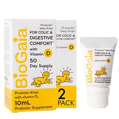 BioGaia Baby Probiotic Drops - Colic & Gas Relief + Vitamin D, 50-Day Supply, Safe for Newborns, Reduces Crying, Fussing, Colic, Gas, Spit-ups & Constipation, No allergens, Dairy or Soy (Pack of 2)