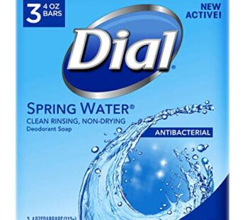 Dial Antibacterial Deodorant Soap, Spring Water, 4 Ounce, 3 Bars
