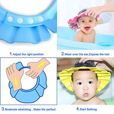 EWIN(R) 4pcs Soft Adjustable Baby Kids Children Shampoo Bath Bathing Shower Cap Hat Wash Hair Shield Hat - Image 5