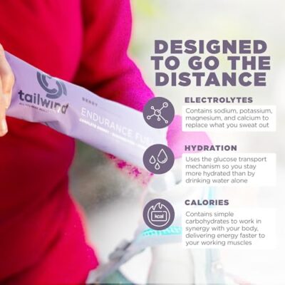 Tailwind Nutrition Endurance Fuel, Electrolyte & Hydration Sports Drink Mix Powder, Gluten-Free, Vegan, Berry, 50 Servings - Image 3