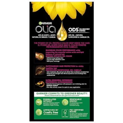 Garnier Hair Color Olia Ammonia-Free Brilliant Color Oil-Rich Permanent Hair Dye, 4.15 Dark Soft Mahogany, 1 Count (Packaging May Vary) - Image 10