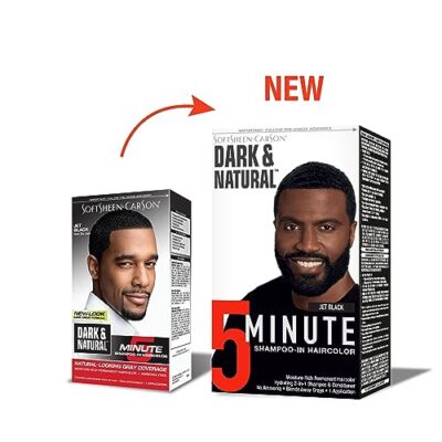 SoftSheen-Carson Dark & Natural Hair Color for Men 5 Minutes, Natural Looking Gray Coverage for Up To 6 Weeks, Shampoo-in Permanent Hair Dye, Jet Black, Ammonia Free, Jet Black - Image 2