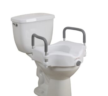 Drive Medical RTL12027RA 2-in-1 Raised Toilet Seat with Removable Padded Arms, Standard Seat