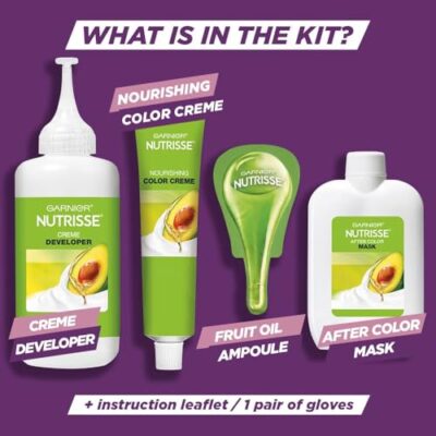 Garnier Hair Color Nutrisse Ultra Color Nourishing Creme, BR1 Deepest Intense Burgundy (Acai Berry) Red Permanent Hair Dye, 1 Count (Packaging May Vary) - Image 7