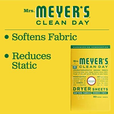 MRS. MEYER'S CLEAN DAY Dryer Sheets, Fabric Softener, Reduces Static, Infused with Essential Oils, Honeysuckle, 80 Count - Image 5