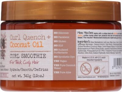 Maui Moisture Curl Quench + Coconut Oil Hydrating Curl Smoothie, Creamy Silicone-Free Styling Cream for Tight Curls, Braids, Twist-Outs & Wash & Go Styles, Vegan & Paraben-Free, 12 Ounce - Image 16