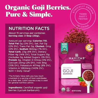 Navitas Organics Goji Berries, 16 oz. Bag, 15 Servings ? Organic, Non-GMO, Sun-Dried, Sulfite-Free - Image 2