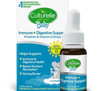 Culturelle Baby Probiotic Drops + Vitamin D, Immune & Digestive Health Support for Babies, Infants & Newborns 0-12 Months, 30 Day Supply, Gluten Free & Non-GMO, 9ml