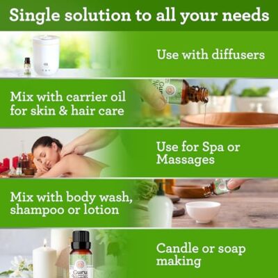 GuruNanda Tea Tree Essential Oil (0.5 Fl Oz) - 100% Pure, Natural and Undiluted Essential Oil for Diffusers - Perfect for Aromatherapy, Massages & DIY Recipes - Helps in Skin and Hair Care - Image 7