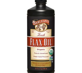 Barlean’s Organic Flaxseed Oil Liquid, Cold Press Flax Seeds, 7,640mg ALA Omega 3 Fatty Acid Supplement for Joint and Heart Health & Healthy Digestion, 32 oz