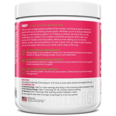 RSP Nutrition AminoLean Pre Workout Powder, Amino Energy & Weight Management with BCAA Amino Acids & Natural Caffeine, Preworkout Boost for Men & Women, 30 Serv - Image 9