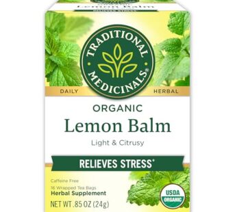 Traditional Medicinals Tea, Organic Lemon Balm, Calms Nerves & Supports Digestion, 16 Tea Bags