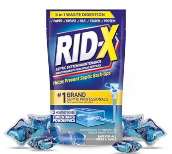 Rid-X Septic System Treatment, Septic Tank Treatment, 3-Monthly Supply Dual Action Septi-Pacs – 3.2 oz