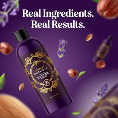 Aromatherapy Sensual Massage Oil for Couples - Relaxing Full Body Massage Oil for Date Night with Sweet Almond Oil - Vegan Lavender Massage Oil for Massage Therapy Smooth Gliding Formula 8 Fl Oz - Image 11