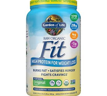 Garden of Life Raw Organic Fit Vegan Protein Powder Original, 28g Plant Based Protein for Weight Loss, Pea Protein, Fiber, Probiotics, Dairy Free Nutritional Shake for Women and Men, 20 Servings