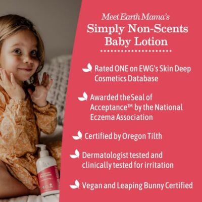 Earth Mama Simply Non-Scents Baby Lotion for Dry Skin, Calendula Cream for Newborn Skin Care, Organic Moisturizer for Children with Aloe Juice, Rooibos, & Shea Butter, Fragrance Free, 8-Fluid Ounce - Image 5