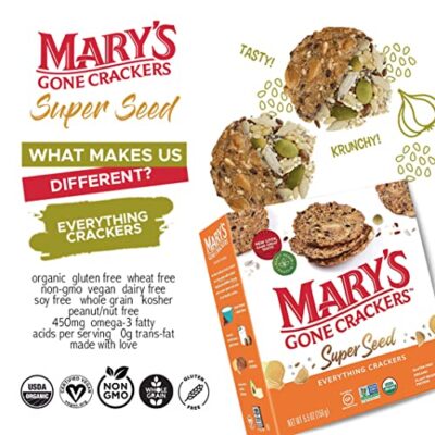 Mary's Gone Crackers Super Seed Crackers, Organic Plant Based Protein, Gluten Free, Everything, 5.5 Ounce (Pack of 1) - Image 3