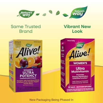 Nature's Way Alive! Women's Daily Ultra Multivitamin, High Potency Formula, Promotes Energy Metabolism and Muscle Function*, with Methylated B12, 60 Tablets (Packaging May Vary) - Image 7