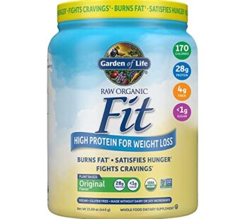 Garden of Life Raw Organic Fit Powder, Original – High Protein for Weight Loss (28g) Plus Fiber, Probiotics & Svetol, Organic & Non-GMO Vegan Nutritional Shake, 10 Servings
