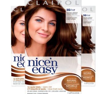 Clairol Nice’n Easy Liquid Permanent Hair Dye, 5G Natural Medium Golden Brown Hair Color, Pack of 3