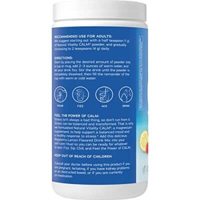 Natural Vitality Calm, Magnesium Citrate Supplement, Anti-Stress Drink Mix Powder, Gluten Free, Vegan, & Non-GMO, Raspberry Lemon, 16 oz - Image 14