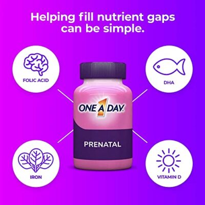 ONE A DAY Women's Prenatal 1 Multivitamin including Vitamins A, C, D, B6, B12, Iron, Omega-3 DHA & more - Supplement for Before, During, & Post Pregnancy, 30 Ct (Pack of 1)(Packaging May Vary) - Image 3