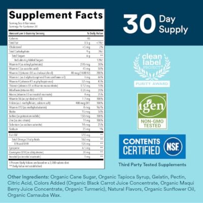 SmartyPants Multivitamin for Men, Gummies: Omega 3 Fish Oil (EPA/DHA), Methylfolate, CoQ10, Vitamin D3, C, Vitamin B12, B6, Vitamin A, K & Zinc for Immune Support, 180 Gummies (30 Day Supply) - Image 3