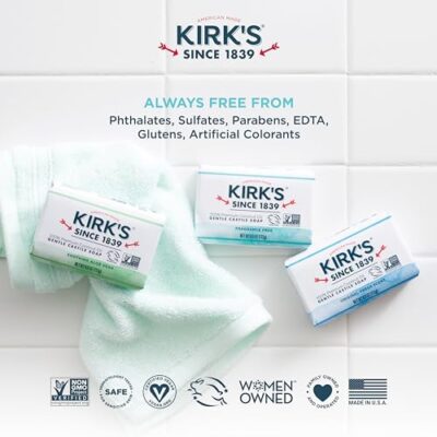 Kirk's Castile Bar Soap Clean Soap for Men, Women & Children | Premium Coconut Oil | Sensitive Skin Formula, Vegan | Fragrance-Free/Unscented | 4 oz. Bars - 3 Pack - Image 7