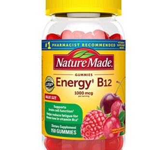 Nature Made Energy B12 1000 mcg, Dietary Supplement for Energy Metabolism Support, 150 Gummies, 75 Day Supply