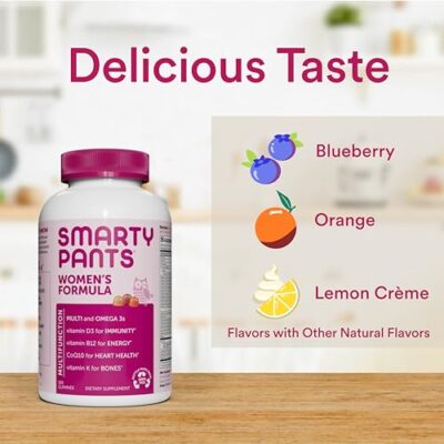 SmartyPants Women's Multivitamin Gummies: Omega 3 Fish Oil (EPA/DHA), Methylfolate, CoQ10, Vitamin D3, C, Vitamin B12, B6, Vitamin A, K & Zinc, Gluten Free, 180 Count (30 Day Supply) - Image 7