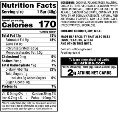 Atkins Endulge Chocolate Coconut Bar, Dessert Favorite, High in Fiber, 1g Sugar, 10 Count - Image 3