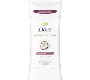 Dove Advanced Care Antiperspirant Deodorant Stick Caring Coconut for helping your skin barrier repair after shaving 72-hour odor control and all-day sweat protection with Pro-Ceramide Technology 2.6oz