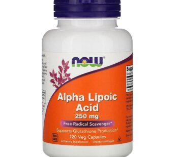 NOW Supplements, Alpha Lipoic Acid 250 mg, Supports Glutathione Production*, Free Radical Scavenger*, 120 Veg Capsules