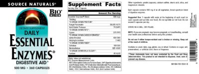 Source Naturals Essential Enzymes 500mg, Bio-Aligned Multiple Enzyme Supplement Herbal Defense for Digestion, Gas, Constipation & Bloating Relief - Supports A Strong Immune System* - 360 Capsules - Image 4