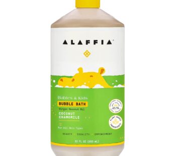 Alaffia Babies and Kids Bubble Bath, Gentle Baby Essentials for Delicate Skin, Cleansing & Calming Bubbles, Plant Based Formula, Vegan, Coconut Chamomile, 32 Fl Oz
