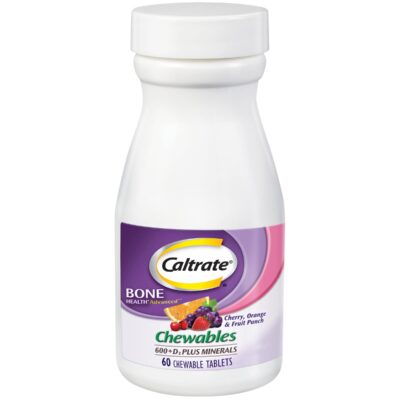 Caltrate Chewables 600 Plus D3 Plus Minerals Calcium Vitamin D Supplement, Cherry, Orange and Fruit Punch - 60 Count