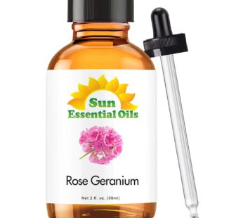 Sun Essential Oils 2oz – Rose Geranium Essential Oil – 2 Fluid Ounces – Rose Geranium Oil – Aromatherapy Oils