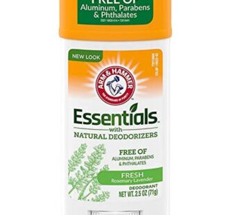 ARM & HAMMER Essentials Natural Deodorant Fresh Rosemary Lavender 2.50 oz (Pack of 4)